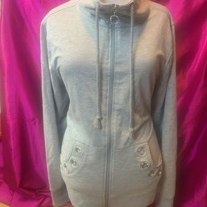 Coral Bay energy size large, zip up sweater, diamond embezzled, pockets,…